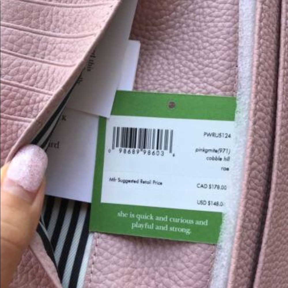 NWT Kate SpadeLeather Wristlet Wallet Bi Fold Pink - Picture 7 of 8
